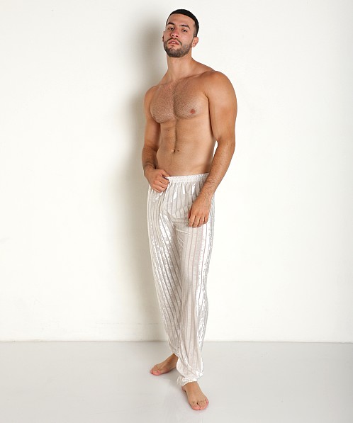 Rick Majors Stripe Velvet Pant White