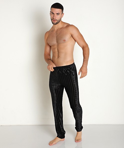 Rick Majors Stripe Velvet Pant Black