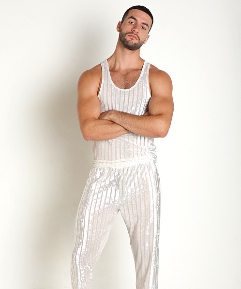 Rick Majors Stripe Velvet Tank Top White