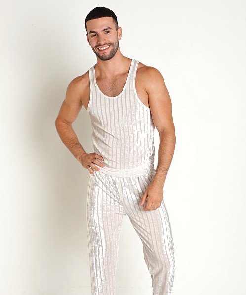 Rick Majors Stripe Velvet Tank Top White