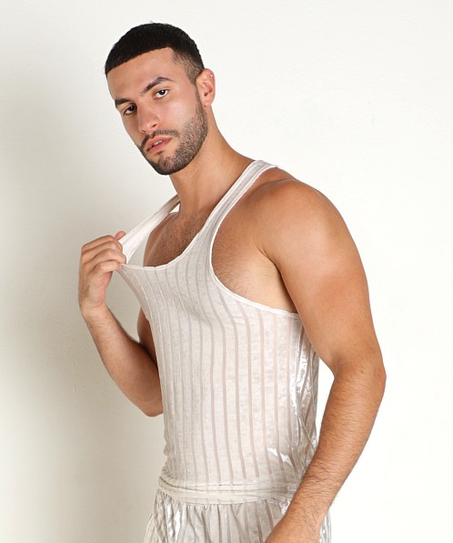 Rick Majors Stripe Velvet Tank Top White