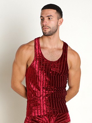 Complete the look: Rick Majors Stripe Velvet Tank Top Elderberry