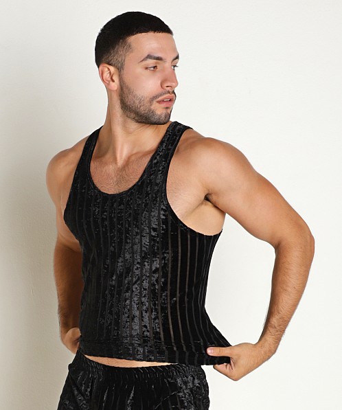 Rick Majors Stripe Velvet Tank Top Black