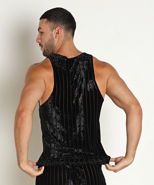 Rick Majors Stripe Velvet Tank Top Black