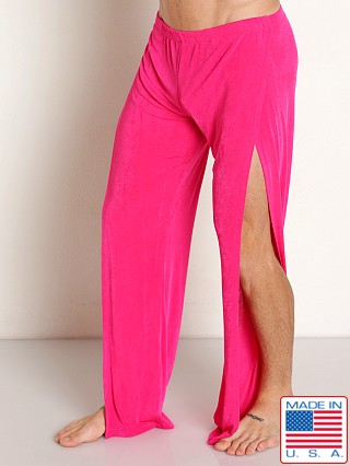 Model in fuchsia Rick Majors Frosted Slinky Pant