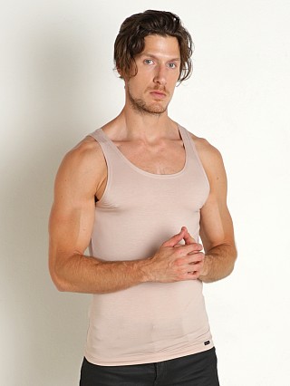 Model in beige Olaf Benz Pearl 2300 Modal Tank Top