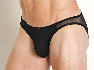 Model in black Manstore Mesh Panel Brief