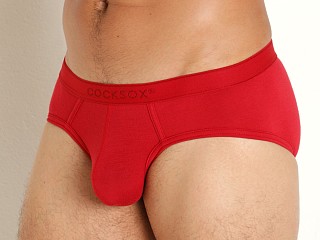 Model in banksia red Cocksox Natural Origins Enhancer Pouch Sports Brief