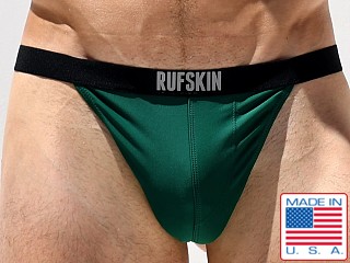 Model in kelly green Rufskin Edwin Matte Nylon Sport Thong