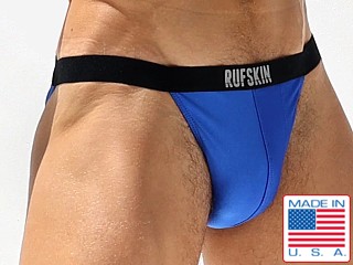 Model in royal Rufskin Solomon Shiny Nylon Sport Jockstrap