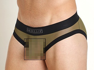 Model in army Mckillop Hoist Bulge Ultra Stretch Mesh Brief