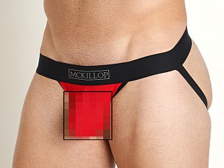 Model in red Mckillop Hoist Bulge Ultra Stretch Mesh Jock 2.0