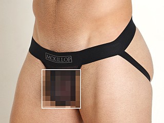 Model in black Mckillop Max Bulge Ultra Stretch Mesh Jock 2.0 With C-Ring