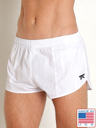 Model in white LASC Quick-Dry Cabana Swim Shorts