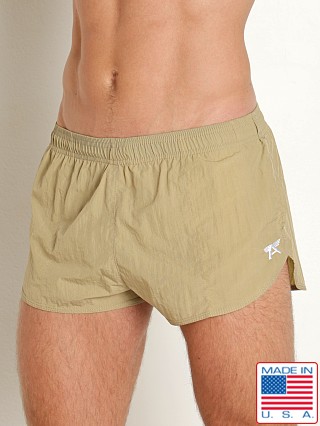 Model in khaki LASC Quick-Dry Cabana Swim Shorts