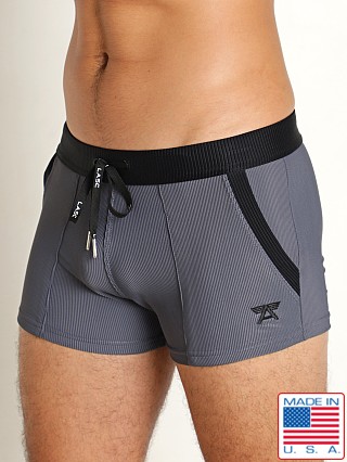 Model in charcoal/black LASC FlexRib Swim Trunk Charcoal