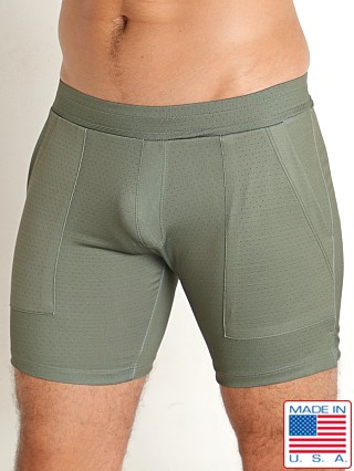 Model in army LASC Perforated Jersey 6" Shorts