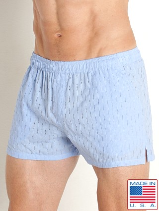 Model in denim LASC Breezy Cotton Jacquard 3" Shorts