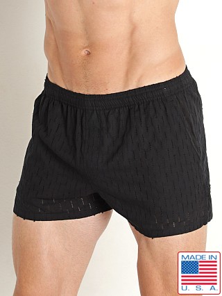 Model in black LASC Breezy Cotton Jacquard 3" Shorts