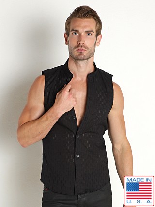 Model in black LASC Breezy Cotton Jacquard Tank Top