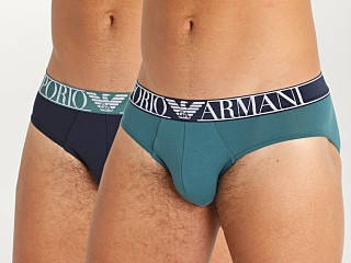 Model in marine/mediterranean Emporio Armani Endurance Brief 2-Pack