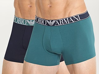 Model in marine/mediterranean Emporio Armani Endurance Trunk 2-Pack