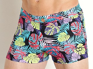 Model in monstera black 2EROS Bondi Swim Trunk